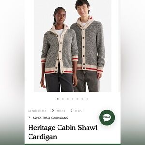 Roots Gray and Cream Cardigan with Red Accents